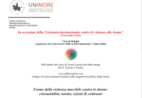 Forme di violenza maschile contro le donne: consuetudini, norme, azioni di contrasto