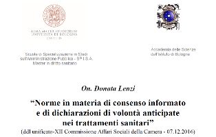 Norme in materia di consenso informato e di dichiarazioni di volontà anticipate