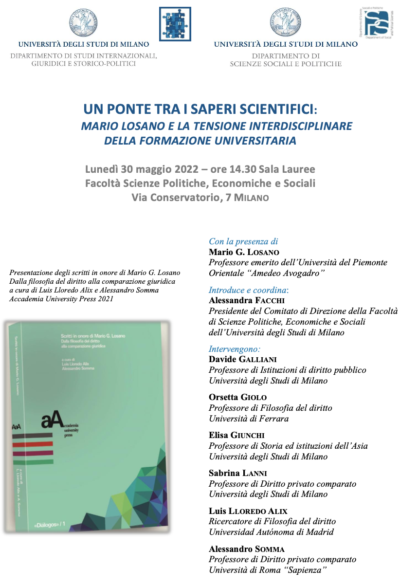 (Italiano) UN PONTE TRA I SAPERI SCIENTIFICI: MARIO LOSANO E LA TENSIONE INTERDISCIPLINARE DELLA FORMAZIONE UNIVERSITARIA