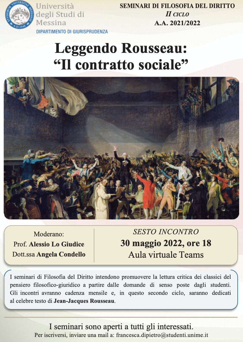 (Italiano) Leggendo Rousseau: “Il contratto sociale” (VI° Incontro)