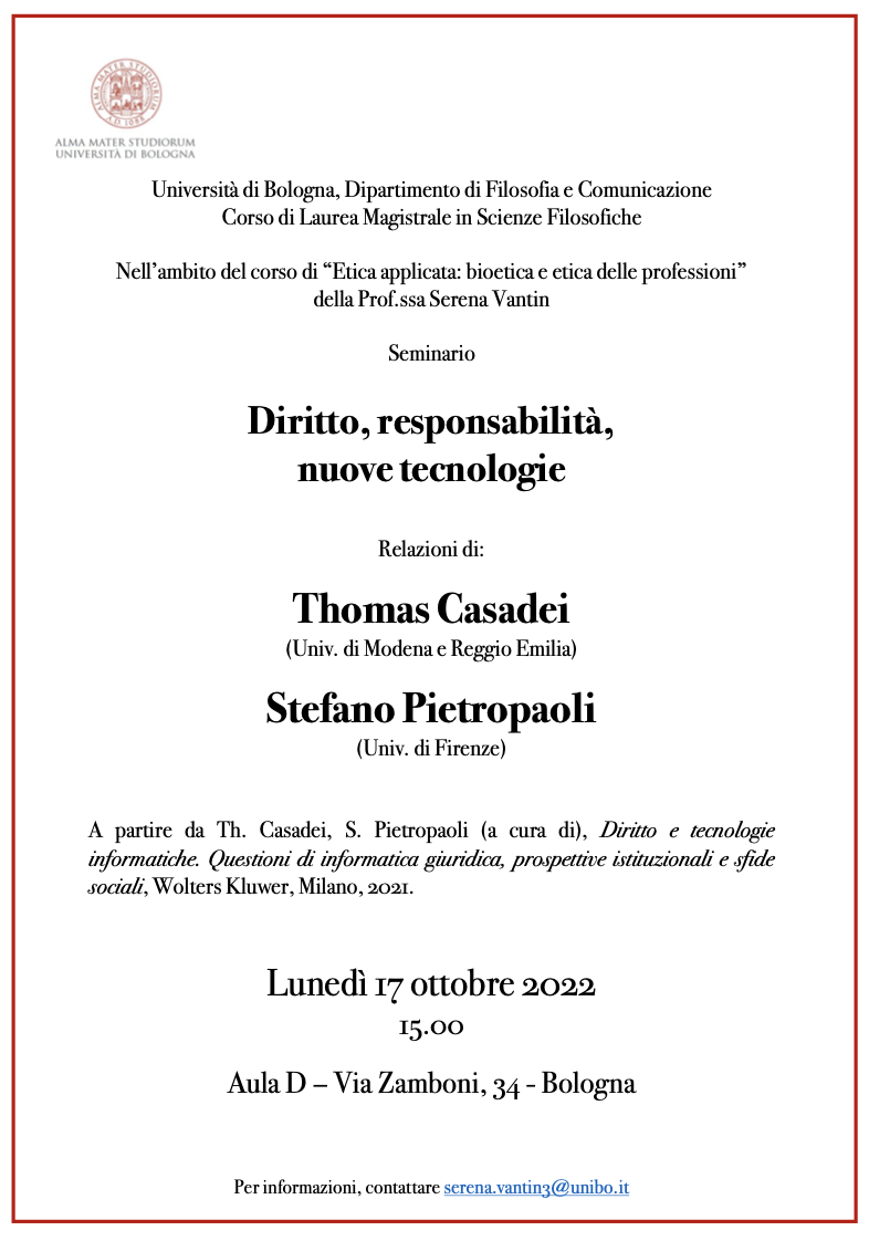 (Italiano) 17 ottobre 2022 – Diritto, responsabilità, nuove tecnologie