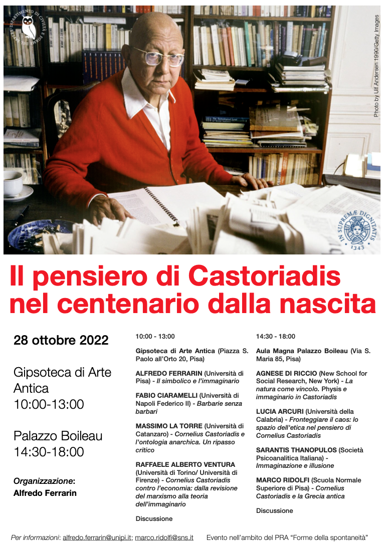(Italiano) 28 ottobre 2022 – Il pensiero di Castoriadis nel centenario dalla nascita
