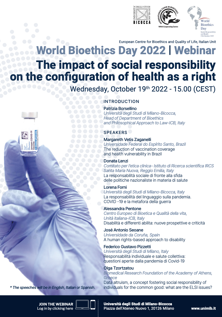 19 ottobre 2022 – The impact of social responsibility on the configuration, of health as a right