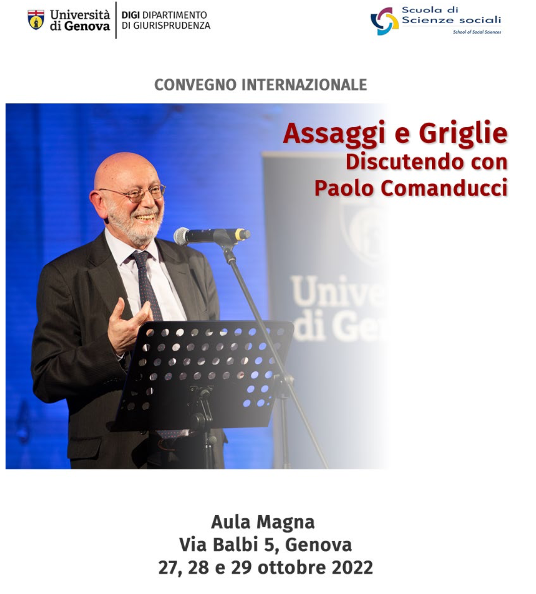 (Italiano) Dal 27 al 29 ottobre 2022 – Convegno internazionale “Assaggi e Griglie. Discutendo con Paolo Comanducci”