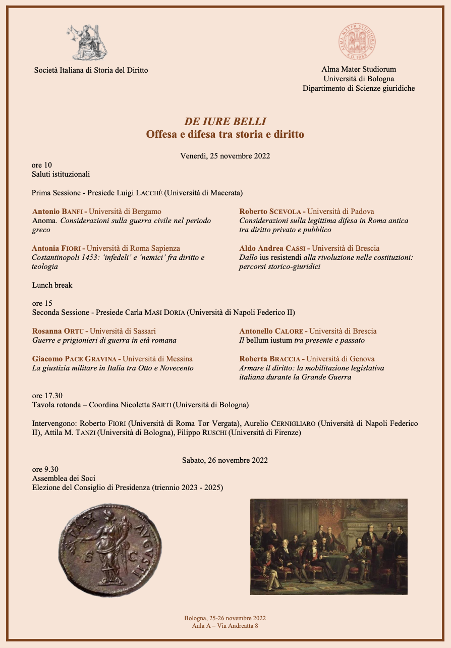 25 novembre 2022 – DE IURE BELLI. Offesa e difesa tra storia e diritto
