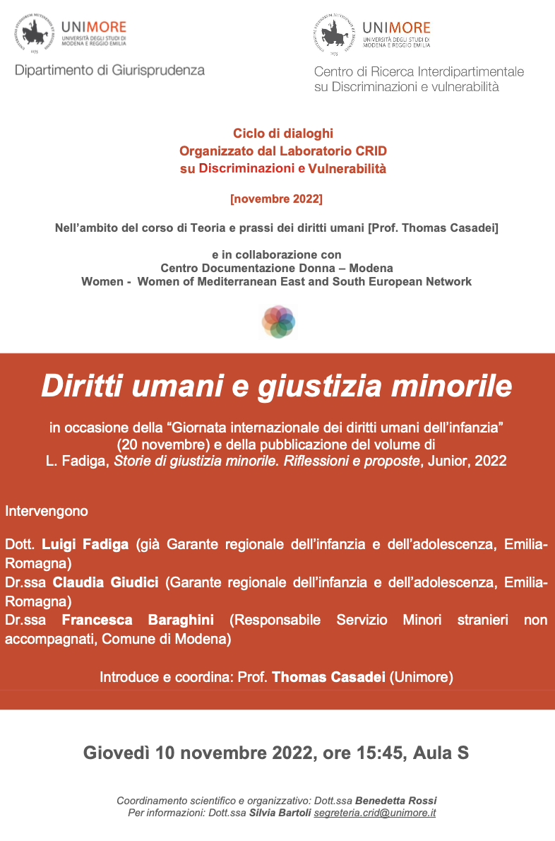 (Italiano) 10 novembre 2022 – Diritti umani e giustizia minorile