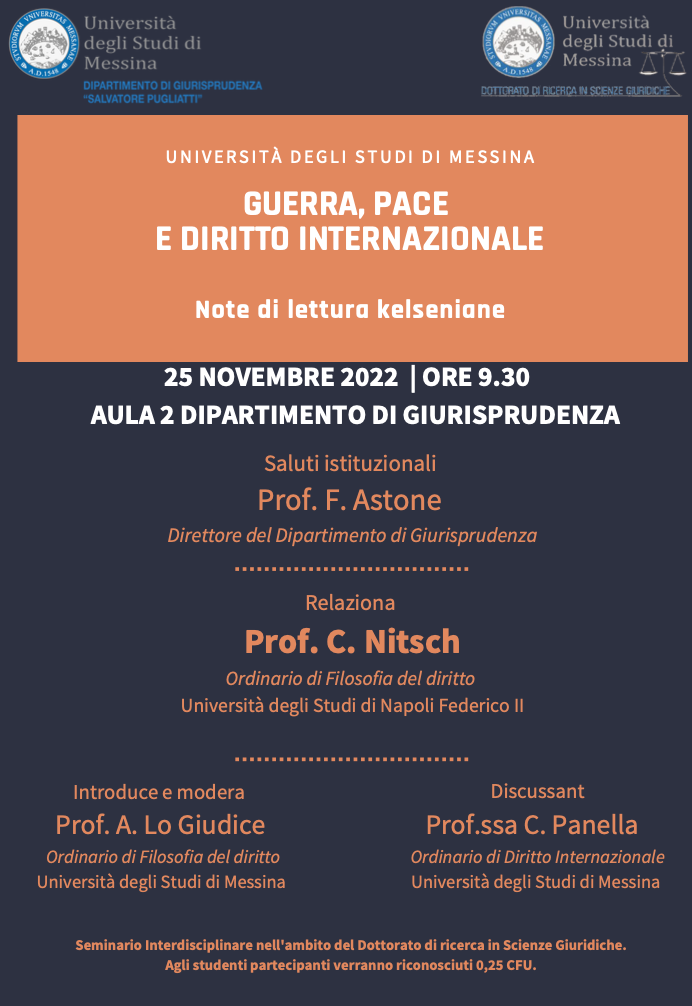 (Italiano) 25 novembre 2022 – GUERRA, PACE E DIRITTO INTERNAZIONALE Note di lettura kelseniane