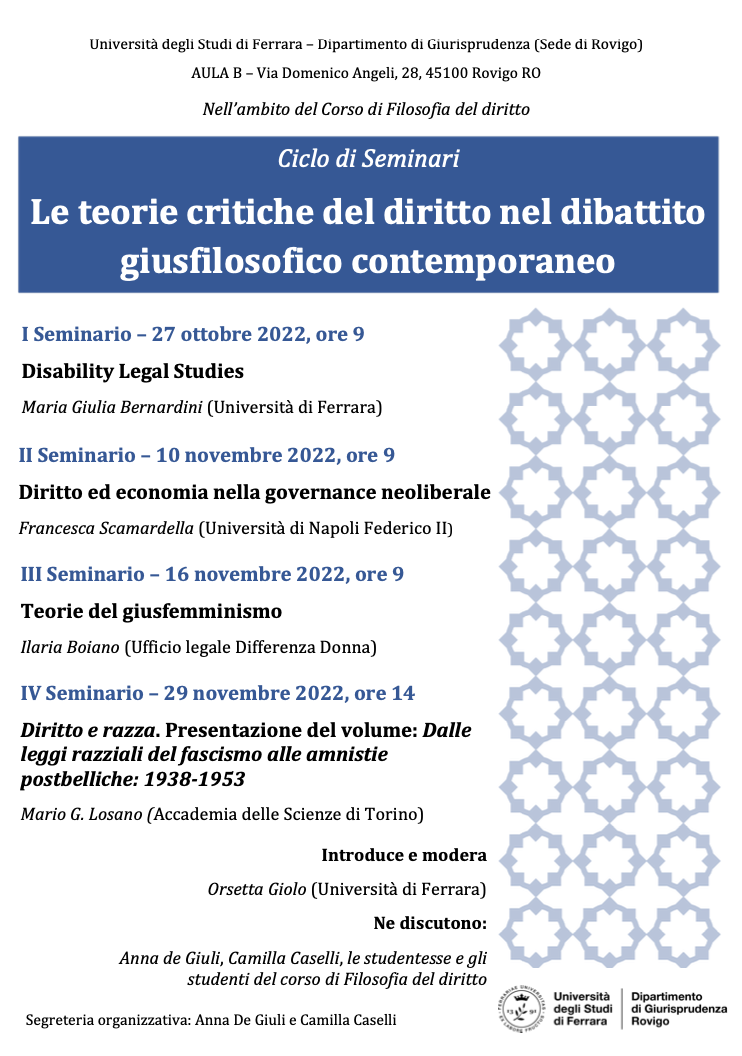 (Italiano) 10 novembre 2022 – Diritto ed economia nella governance neoliberale