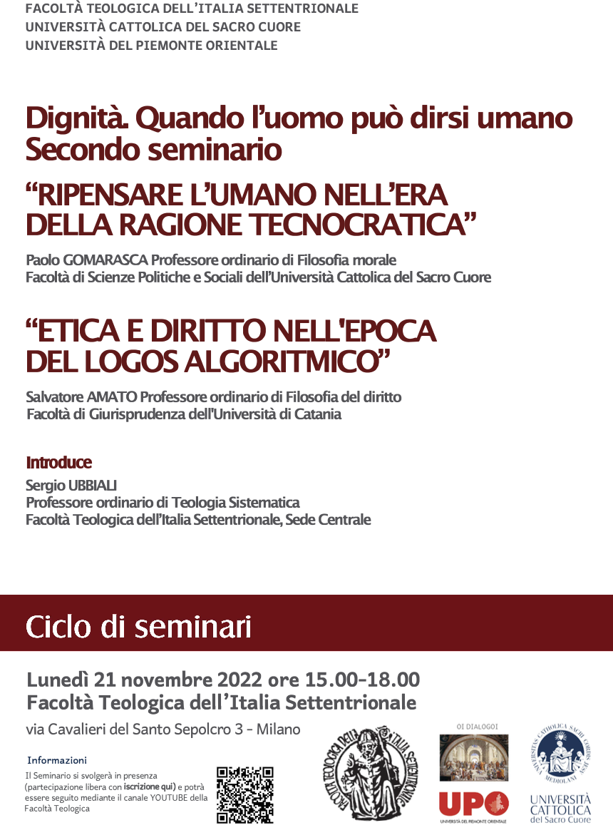 (Italiano) 21 novembre 2022 – Dignità Quando l’uomo può dirsi umano Secondo seminario