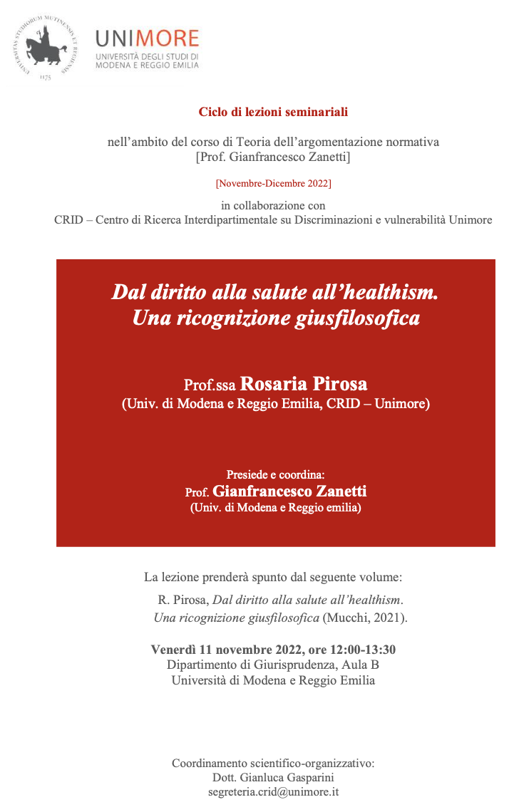 (Italiano) 11 novembre 2022 – Dal diritto alla salute all’healthism. Una ricognizione giusfilosofica