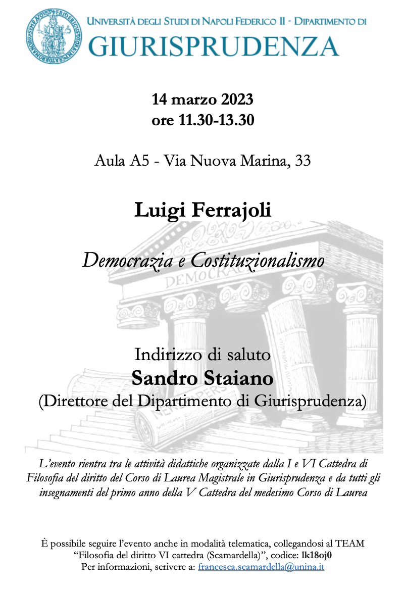(Italiano) 14 marzo 2023 – Democrazia e Costituzionalismo