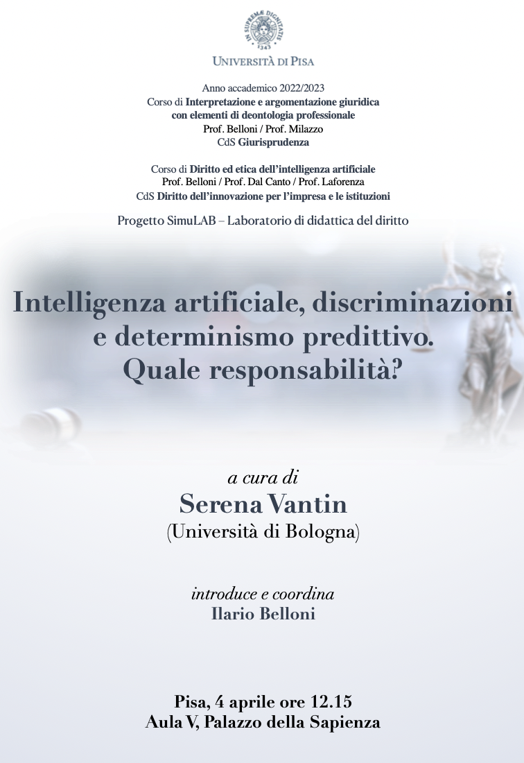 (Italiano) 4 aprile 2023 – Intelligenza artificiale, discriminazioni e determinismo predittivo. Quale responsabilità?