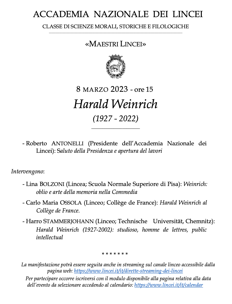 (Italiano) 8 marzo 2023 – Harald Weinrich (1927 – 2022)