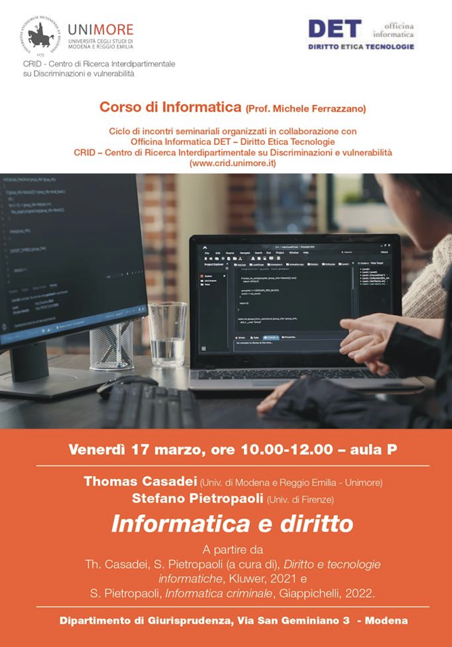 (Italiano) 17 marzo 2023 – Informatica e diritto