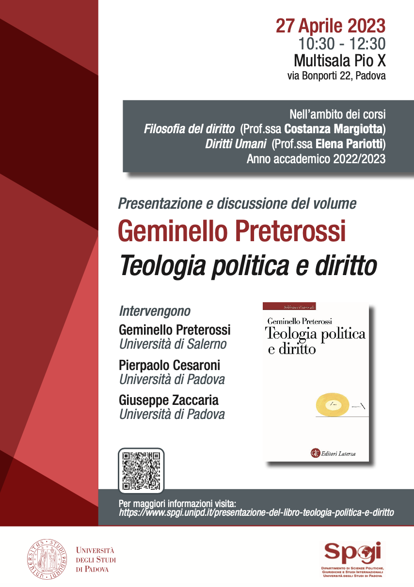 (Italiano) 27 Aprile 2023 – Teologia politica e diritto