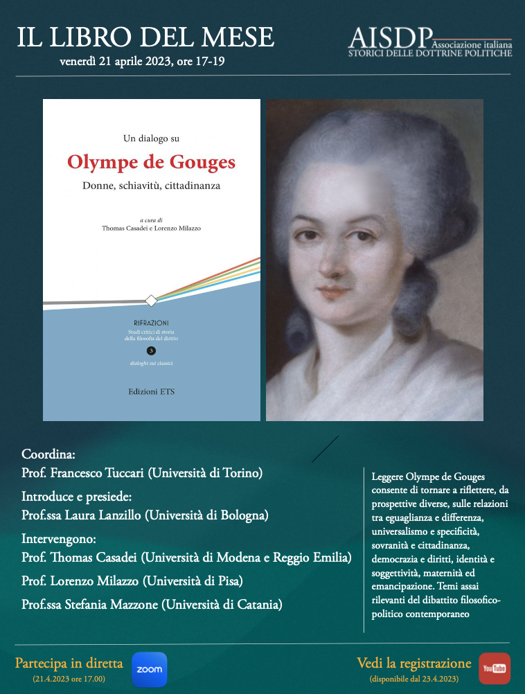 21 aprile 2023 – ” Un dialogo su Olympe de Gouges, Donne, schiavitù, cittadinanza”